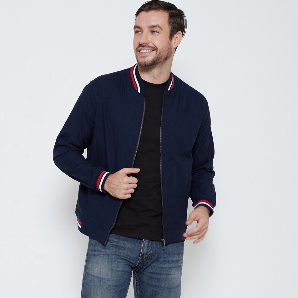 Terjangkau M231 Jaket Pria Bomber Oxford Panjang Navy 1768B