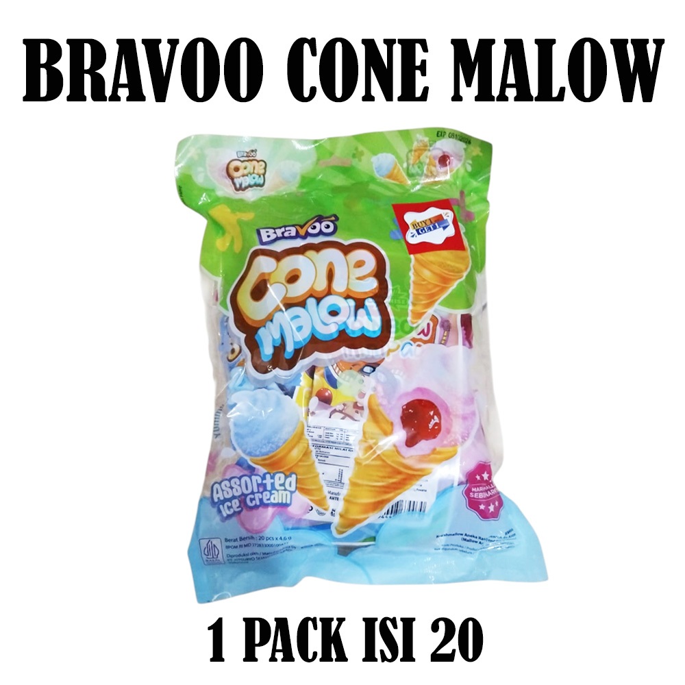 

BRAVOO CONE MALOW ASSORTED ICE CREAM PACK ISI 20