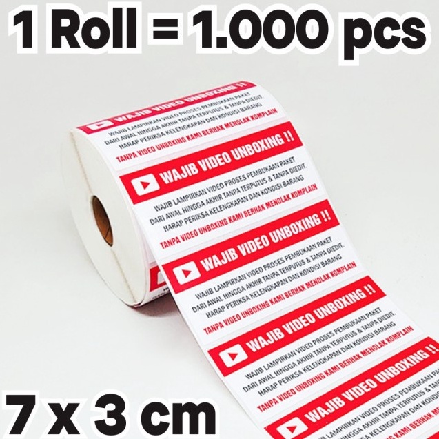 

Sticker Label Wajib Video Unboxing Olshop 7 x 3 cm 1 roll 1 pcs