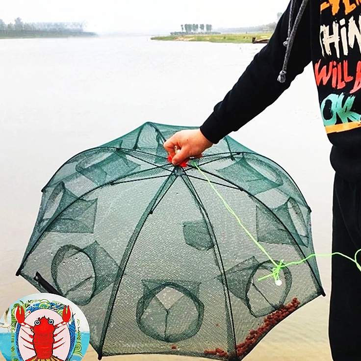 WHALE Perangkap Ikan Bubu Payung Multi Hole 4 Lubang24 Lubang bubu payung 8 lubang