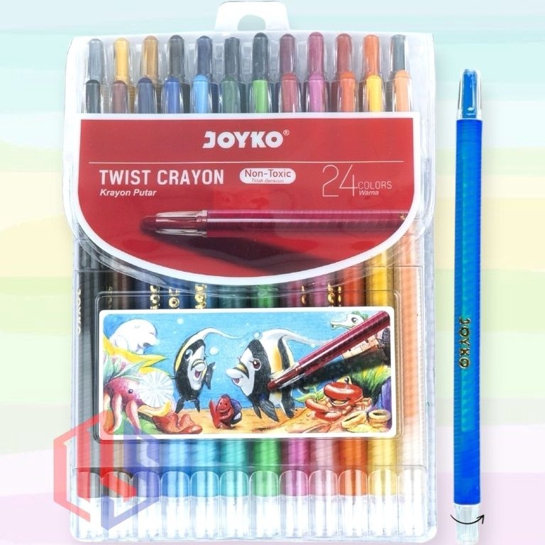 

KODE A14Y Crayon Putar Twist Crayon Joyko Panjang 24 Warna TWCR24S