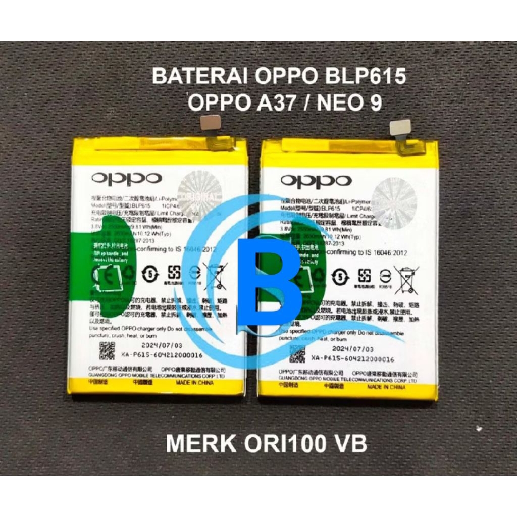baterai Oppo A37 / A37F / Neo 9 ORI 100 VB.