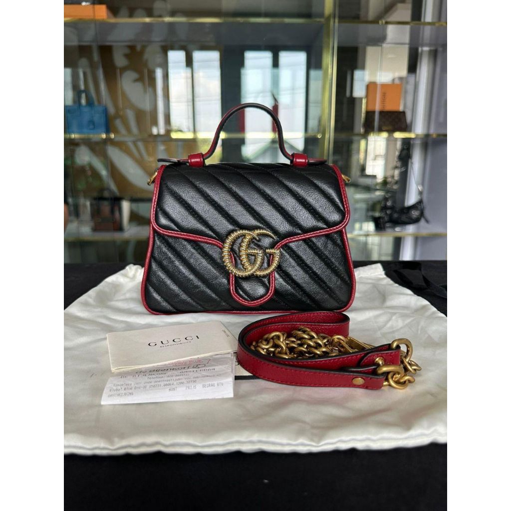 IDR 16.500.000 - Gucci marmont top handle black red 2019 (VGC with db, rec, booklet)