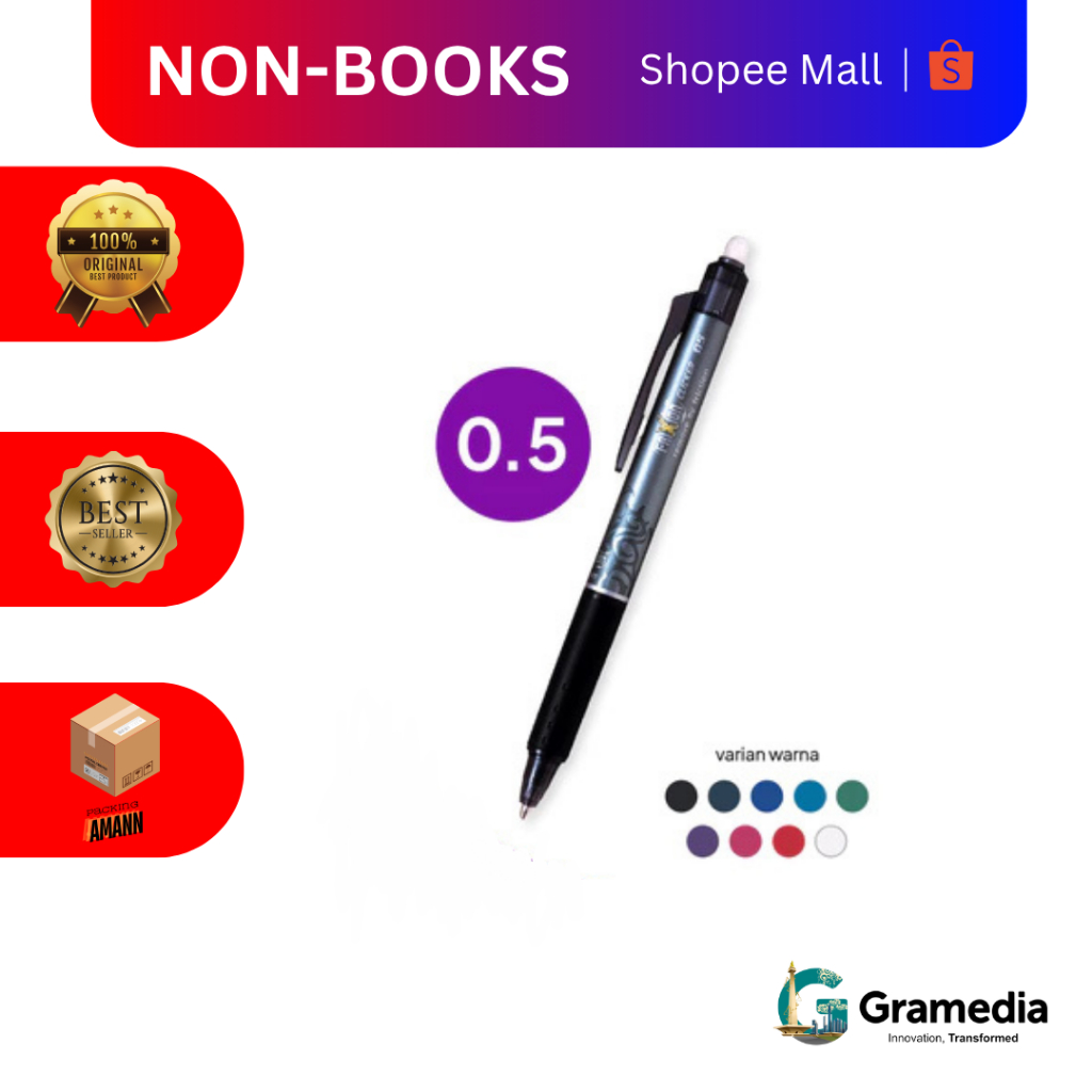 

Gramedia MKG - Pilot Ballpen Frixion Clicker Blrt 05 Black