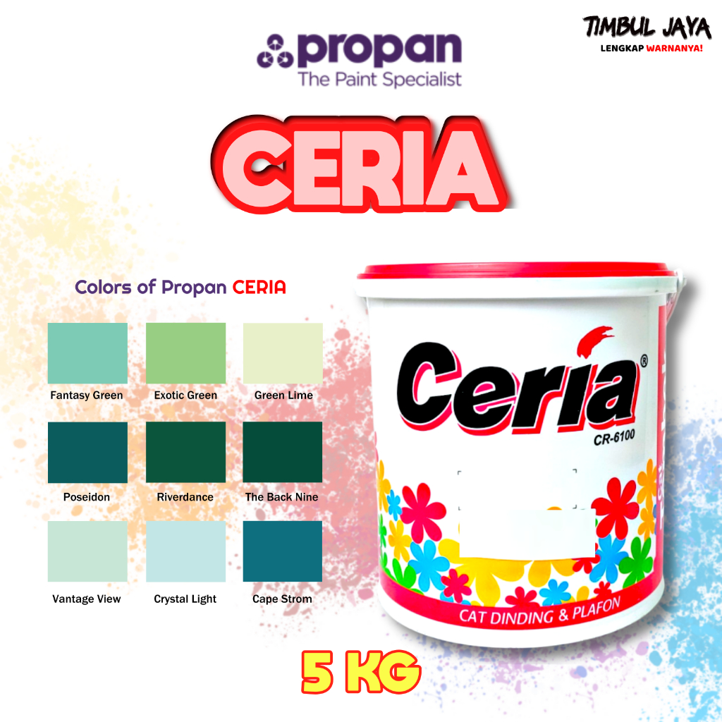 CERIA Cat Tembok Propan 5 kg Hijau Interior / Cat Tembok 5 kg Indoor Propan Ijo Hijau Sage Tosca