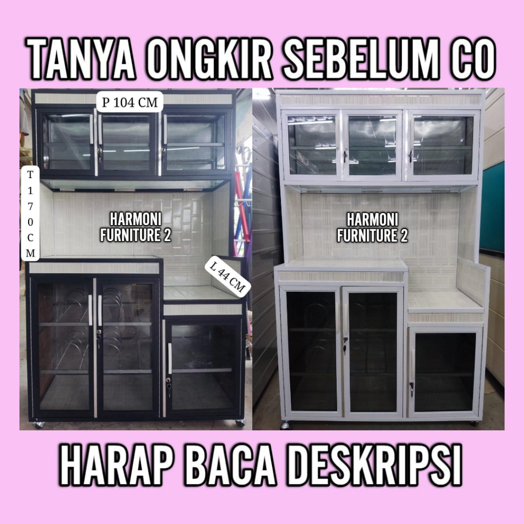 RAK PIRING ALUMUNIUM JUMBO 3 PINTU + RODA 104x44x170CM RAK SAYUR ALUMUNIUM RODA JUMBO 3 PINTU LEMARI