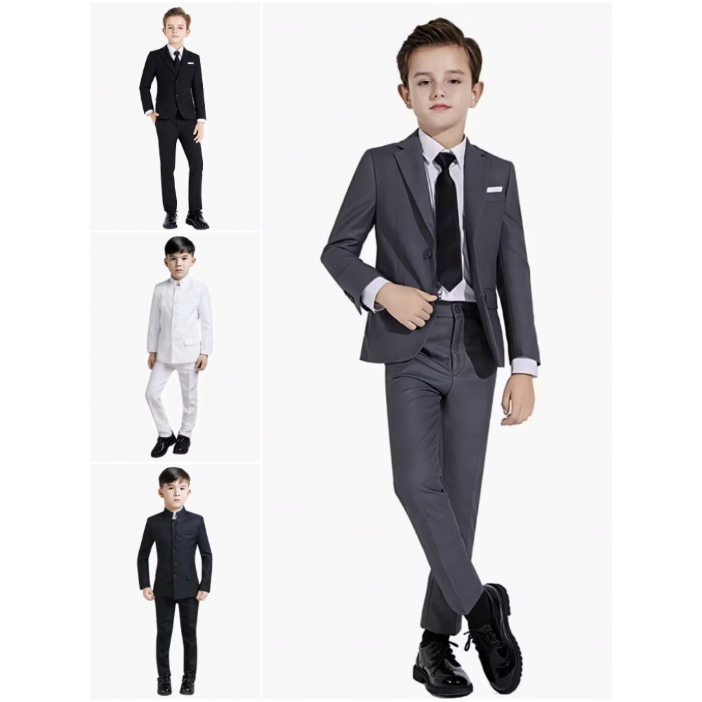 Setelan Jas Anak Pria Modern (2-14 Tahun) - Kondangan & Wisuda slim fit warna hitam nevy putih marun