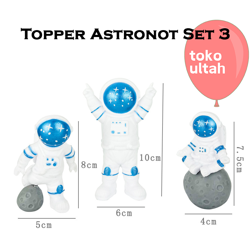 Topper Kue Astronot, Roket, Planet, Satelit, dan Pesawat untuk Hiasan Cake Ulang Tahun Anak Karakter