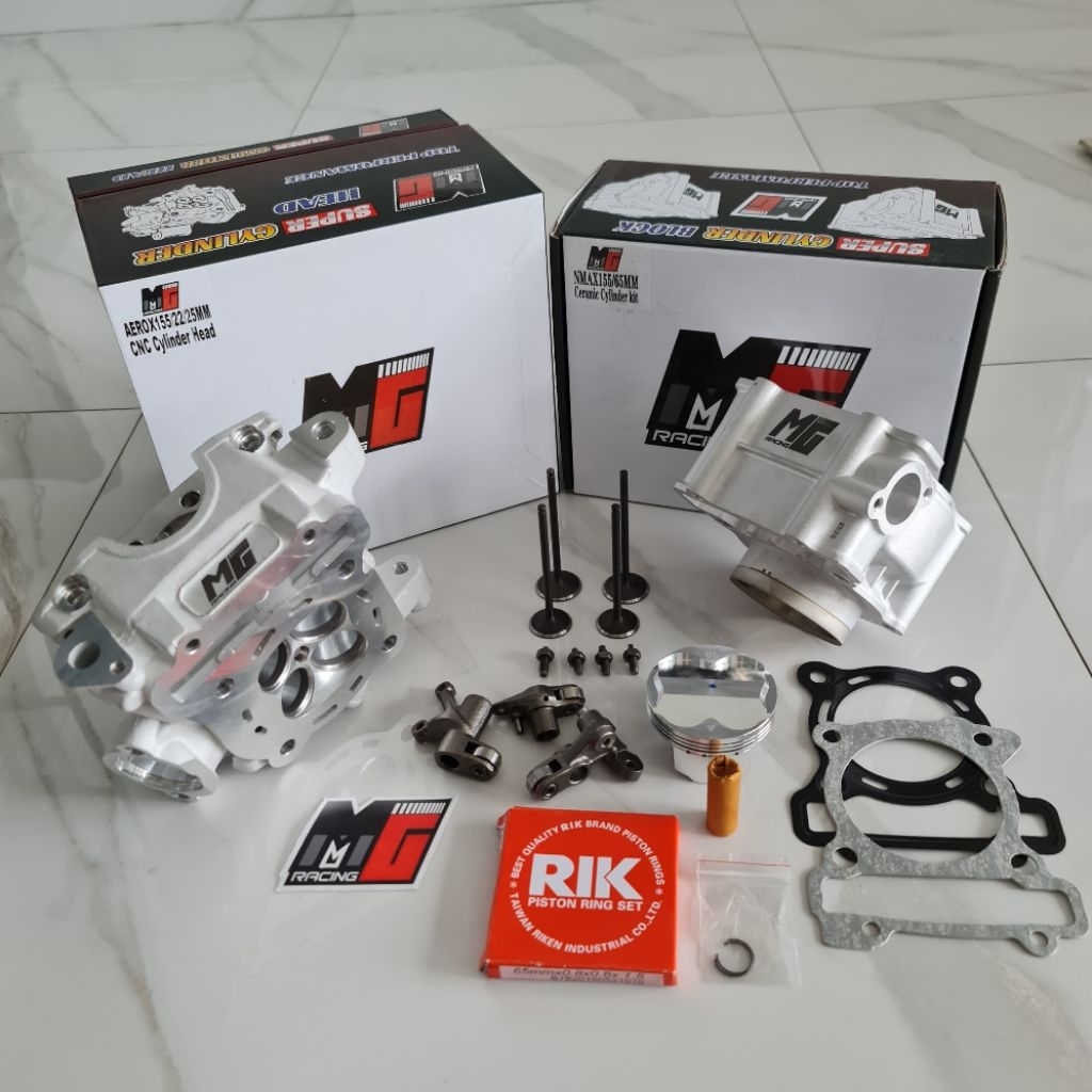 PAKET BOREUP BLOK NMAX 65 CERAMIC HEAD 22/25 BLOK AEROX 65 CERAMIC BLOCK WR155/ R15  MG RACING