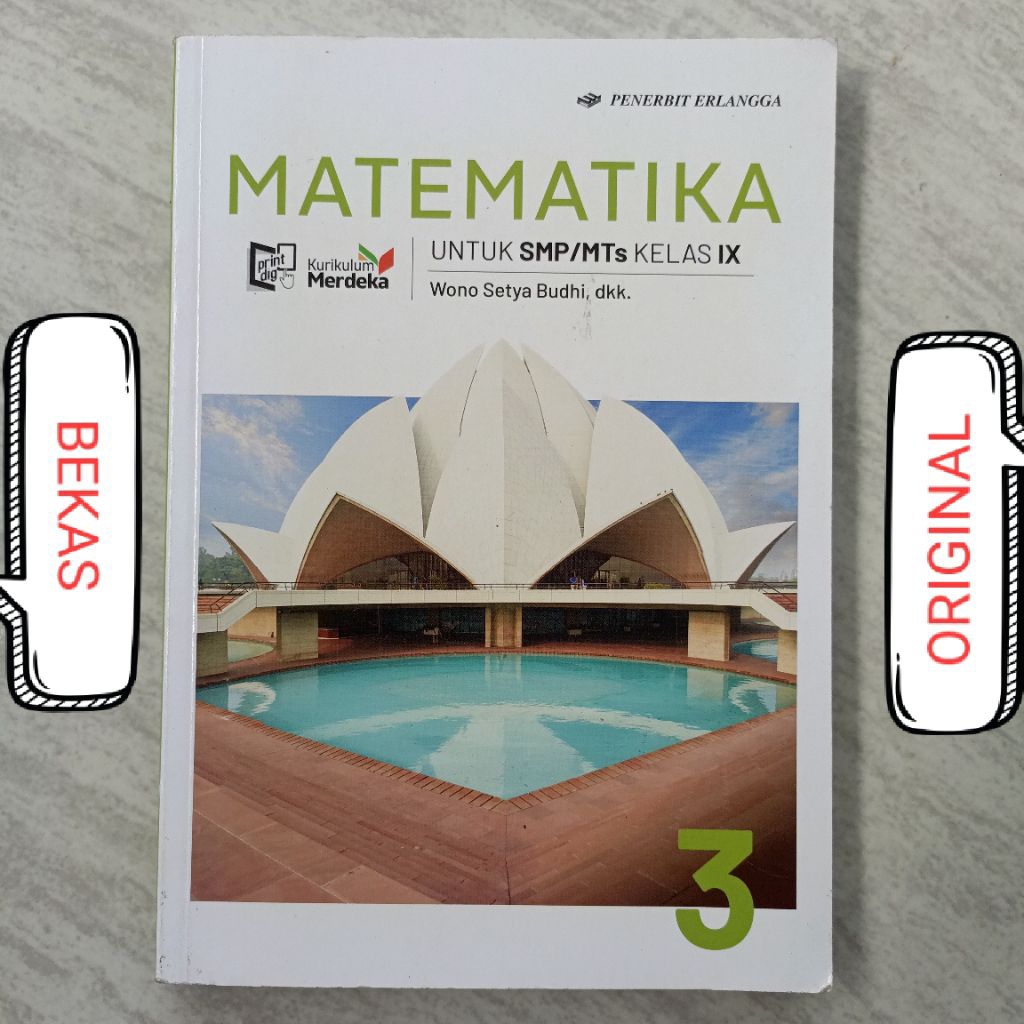 Buku MTK Matematika Kelas 9 IX 3 III SMP MTS Penerbit Erlangga Kurikulum Merdeka - Wono Setya Budhi 