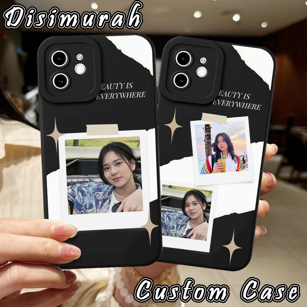 Custom Case Disimurah motif hitam polaroid Terbaru 2025 Softcase Custom Aesthetic Tambah Foto Dan Na