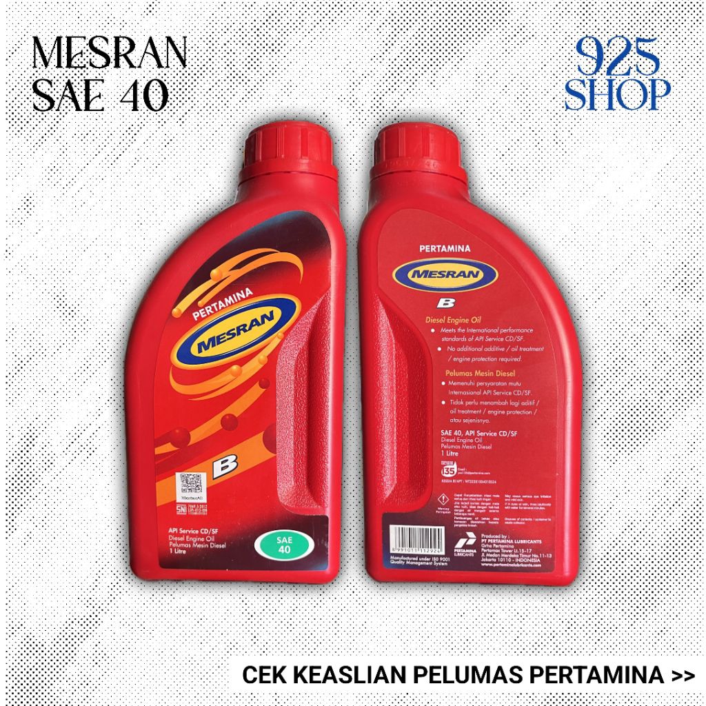 Oli Mesran B DIESEL SAE 40 ASLI