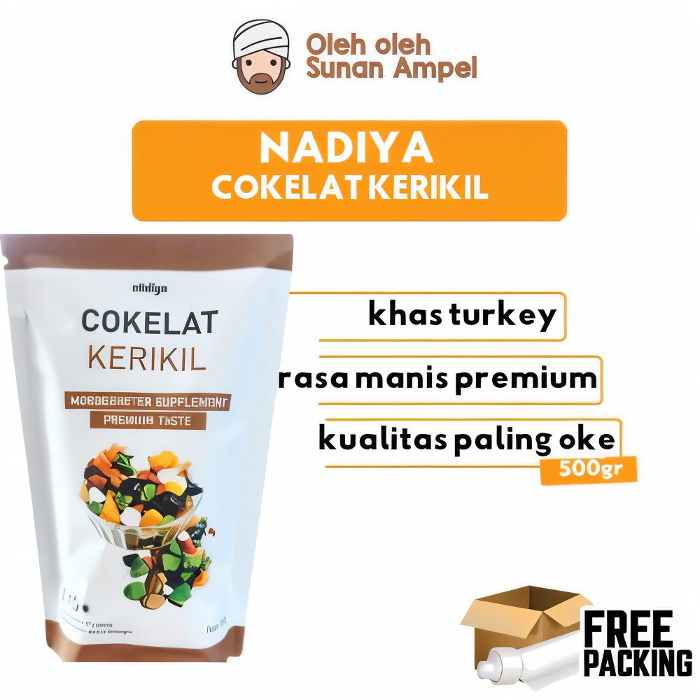 

NADIYA COKELAT KERIKIL 500gram Kemasan Premium memiliki rasa coklat yang manis untuk camilan.