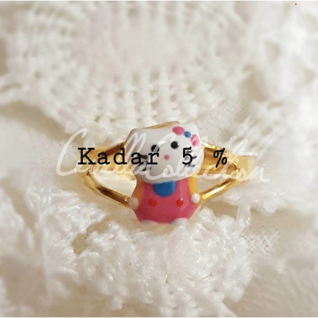 Cincin Emas Muda Bayi Anak Model Hellokitty 1/2 Gram