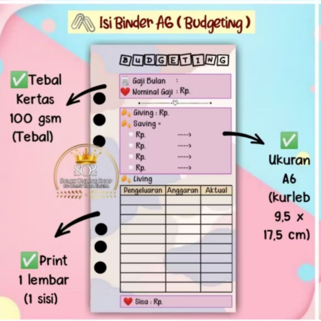 

Budgeting Kertas Binder A6
