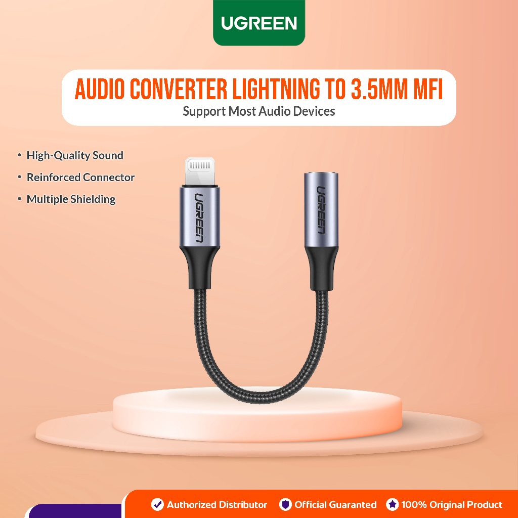 UGREEN ORIGINAL Audio Converter Lightning to 3.5mm MFI Made For Iphone 8 8+ Plus X 11 12 13 14 Pro M