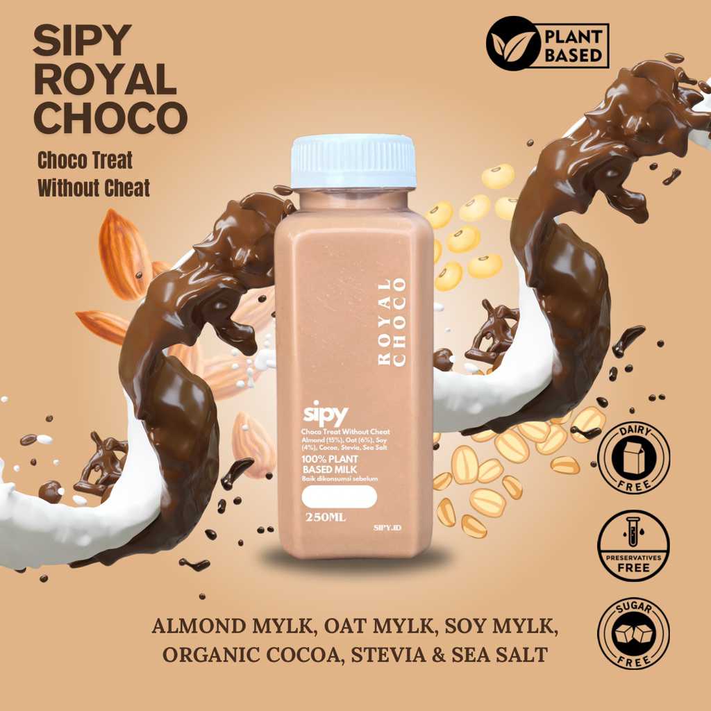 

Sipy - Royal Choco Almond Milk Oat Milk Soybean Milk Organic Cocoa with Stevia ( / Susu Bebas Gula / Dairy Free / Susu Bebas Laktosa / Susu Kacang / Plant Based Milk / Susu Cokelat)