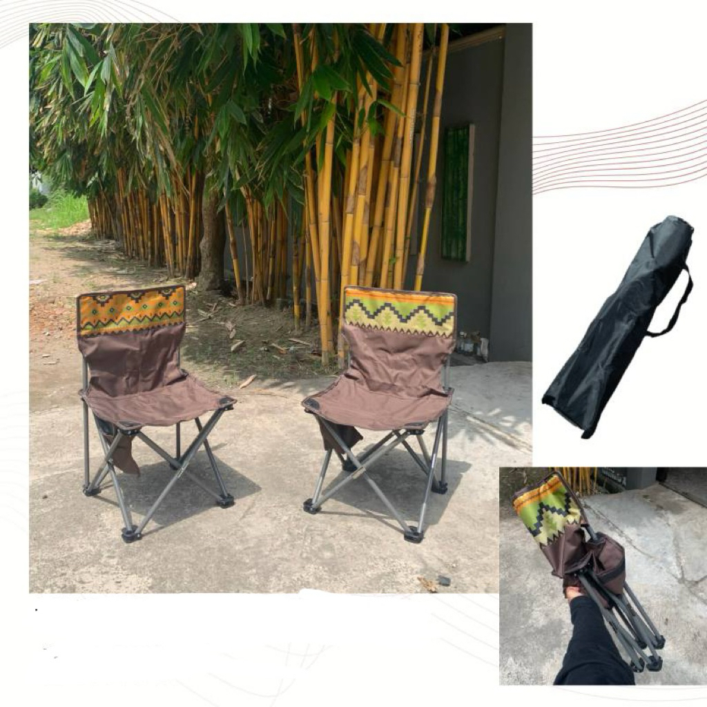 Kursi Lipat Etnic D 28 Brown  Cocok Untuk Kegiatan Camping Keluarga,Traveling dan Outdoor  Material 