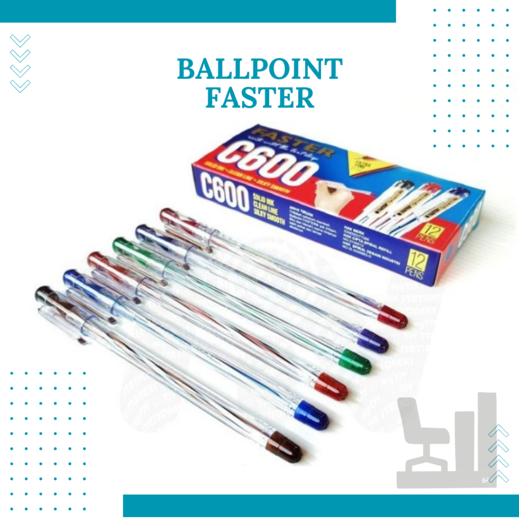 

FASTER Ballpoint Extra Fine 0,7 mm | Black Ink | Bolpen FASTER Tinta Hitam (per pcs)