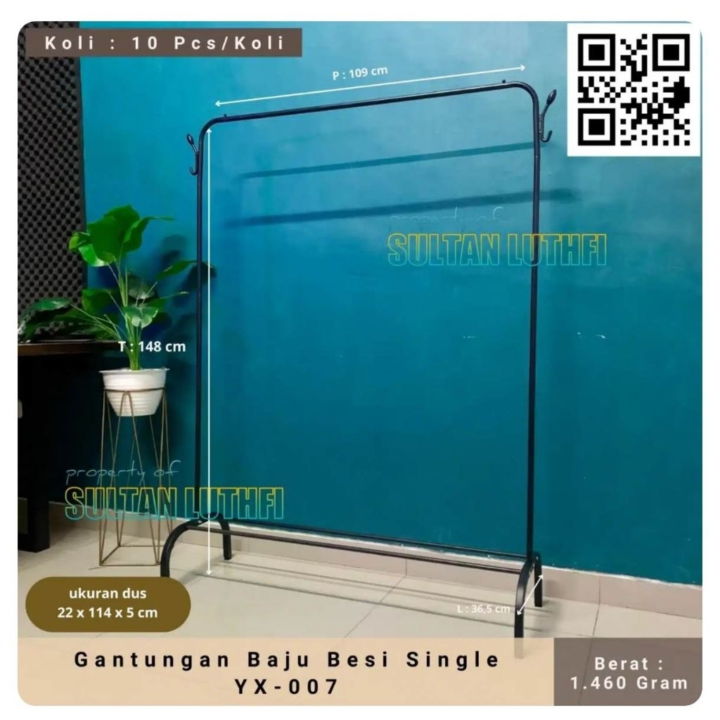 Gantungan Baju Besi Single YX-007 jemuran baju jemuran kokoh
