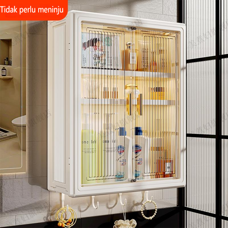 Lemari Plastik Kamar Mandi Dinding Aesthetic Kabinet Kamar Mandi Tertutup Kotak Rak Kamar Mandi