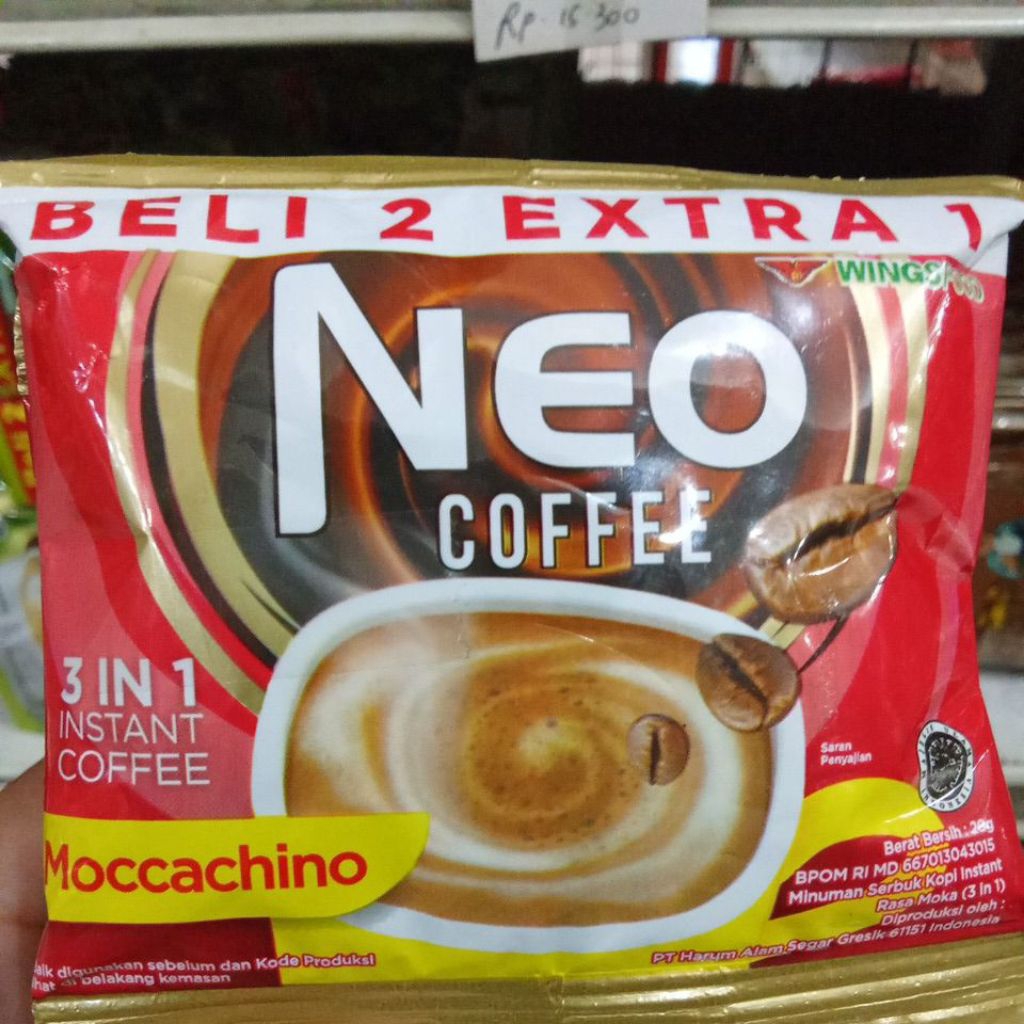

Neo Coffe 3in1 Instan Coffe Moccachino 20gr Renteng Isi 15 Sachet