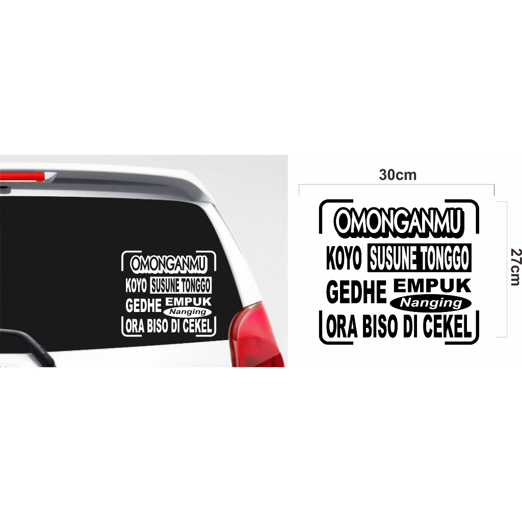 Sticker cutting tulisan lucu kaca mobil, stiker kata kata kaca mobil