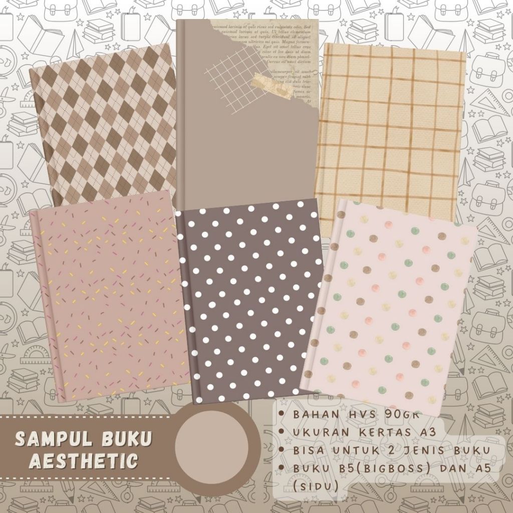 

8 Lembar Sampul Buku Aesthetic A5 & B5 Korean Book Cover Dvns Project