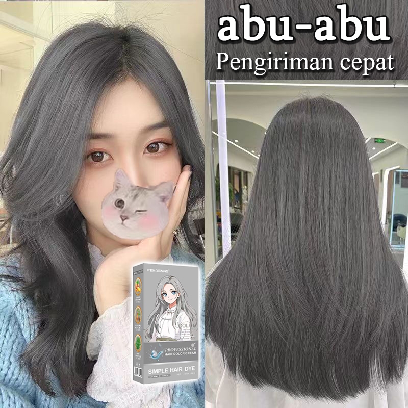 CAT RAMBUT ABU-ABU FASHION 210ml - WARNA SMOKY GREY TRENDY 2025, TANPA BLEACH, 1X PAKAI HASIL SALON,