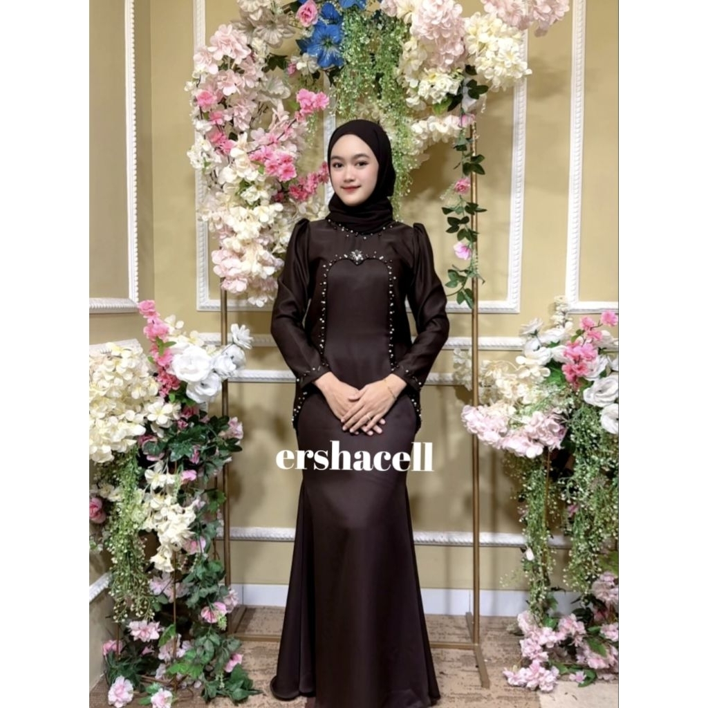 Dress Aletha model rok duyung simple mewah cocok untuk pesta kondangan lamaran