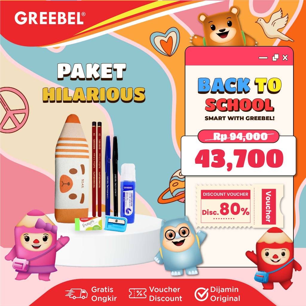 

GREEBEL Paket Alat Tulis Tempat Pensil / Stationery Set Hilarious
