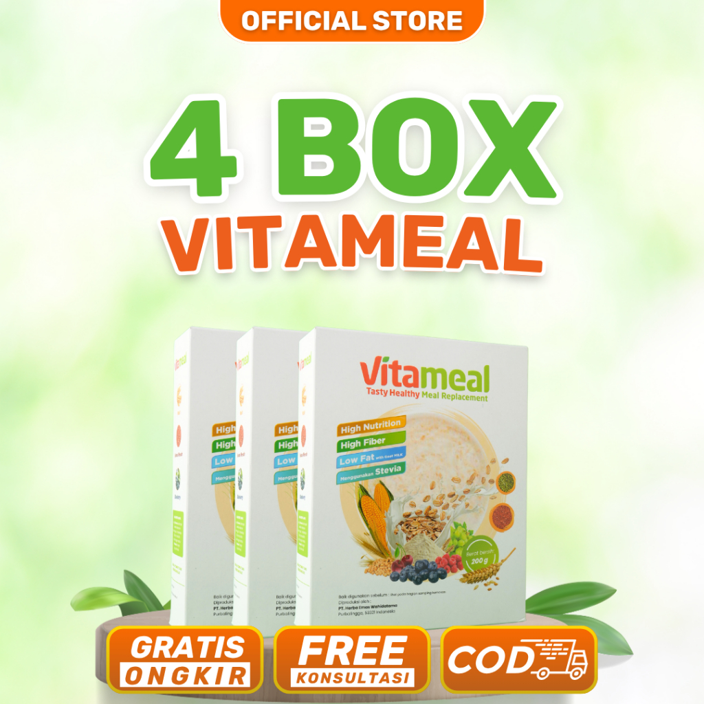 

4 Box VITAMEAL Sereal Sehat Multigrain Atasi Diabetes Menurunkan Gula Darah Mengatasi Kencing Manis Diabetes Melitus