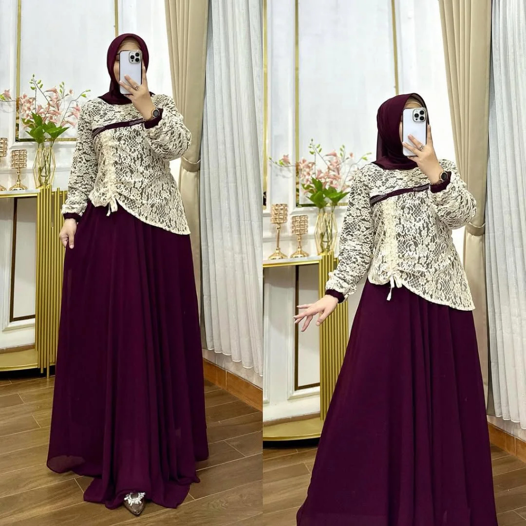 Rania Dress Gamis Dress Gamis Pesta Kondangan Mewah Elegan Premium Gamis Brokat Mewah dan Elegan