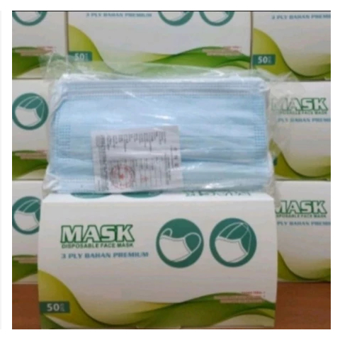 Masker 1 Box 50 Pcs Earloop 3 Ply Biru