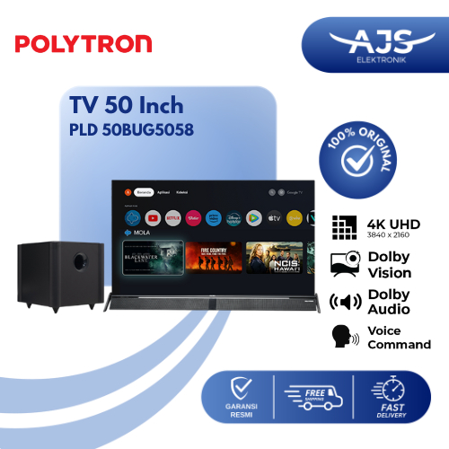 Polytron 50BUG5959/5058 Smart TV 50 Inch PLD / Google TV Cinemax Soundbar