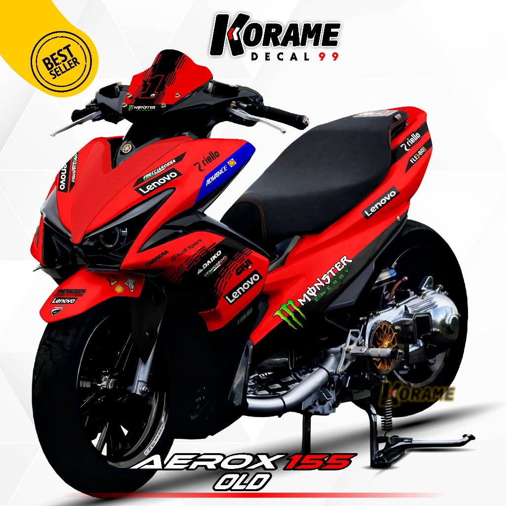 Decal Stiker AEROX 155 Old - Racing GV Warna Merah Fullbody