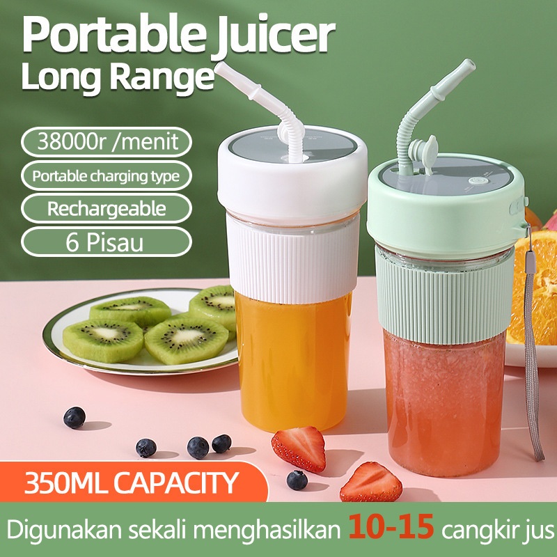 Juicer Portable Mitochiba 360ML with Straw, 6 Blade USB Electric Blender Mixer Ice Crusher