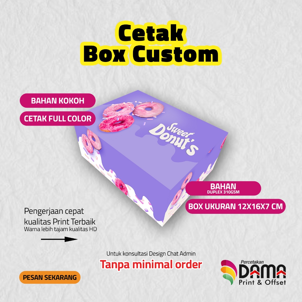 

CETAK KOTAK DONAT / KOTAK 12X16X7 / CUSTOM KOTAK DONAT MURAH / CETAK KOTAK KEMASAN