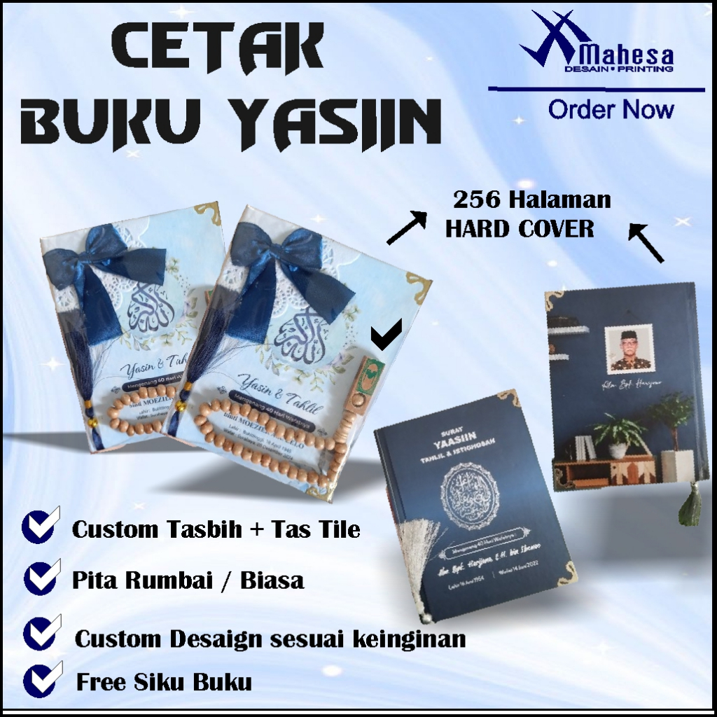 Buku Yasin Hard Cover 256 Halaman Buku Yasin dan Tahlil | Hard Cover Custom |