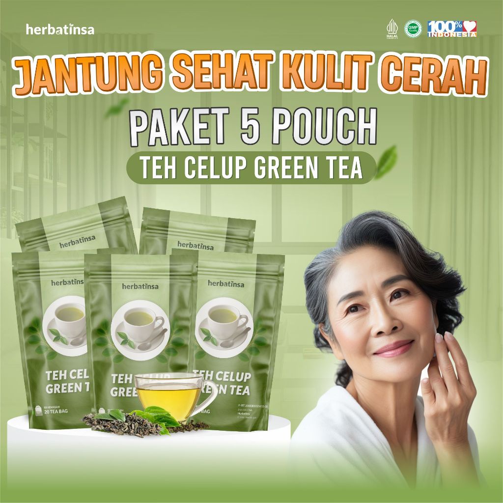 

Herbatinsa Jantung Sehat Kulit Cerah Teh Celup Green Tea Paket 3 Pouch Peremajaan Kulit