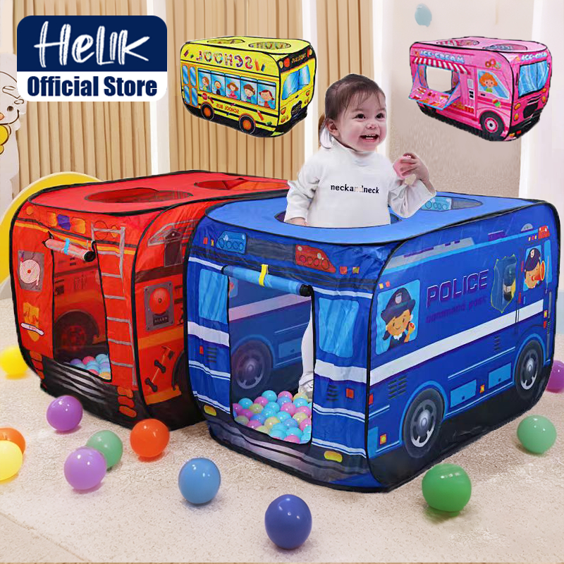 HELIK Tenda Mobil Anak-Anak Tenda lipat Mainan Mobil Pemadam Kebakaran Polisi Tenda Camping Indroor
