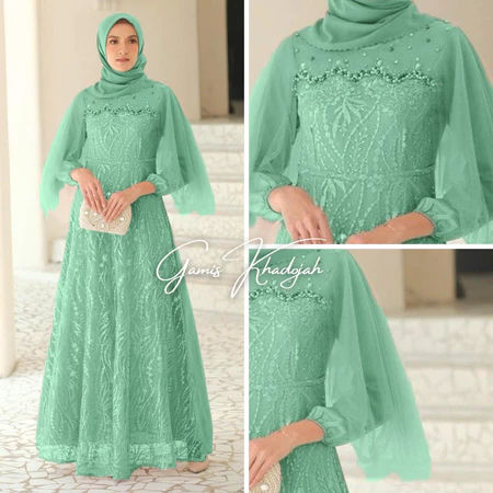 Luna Dress Satin Brokat Tunangan Kondangan Lamaran Wisuda Brokat Tile Mutiara