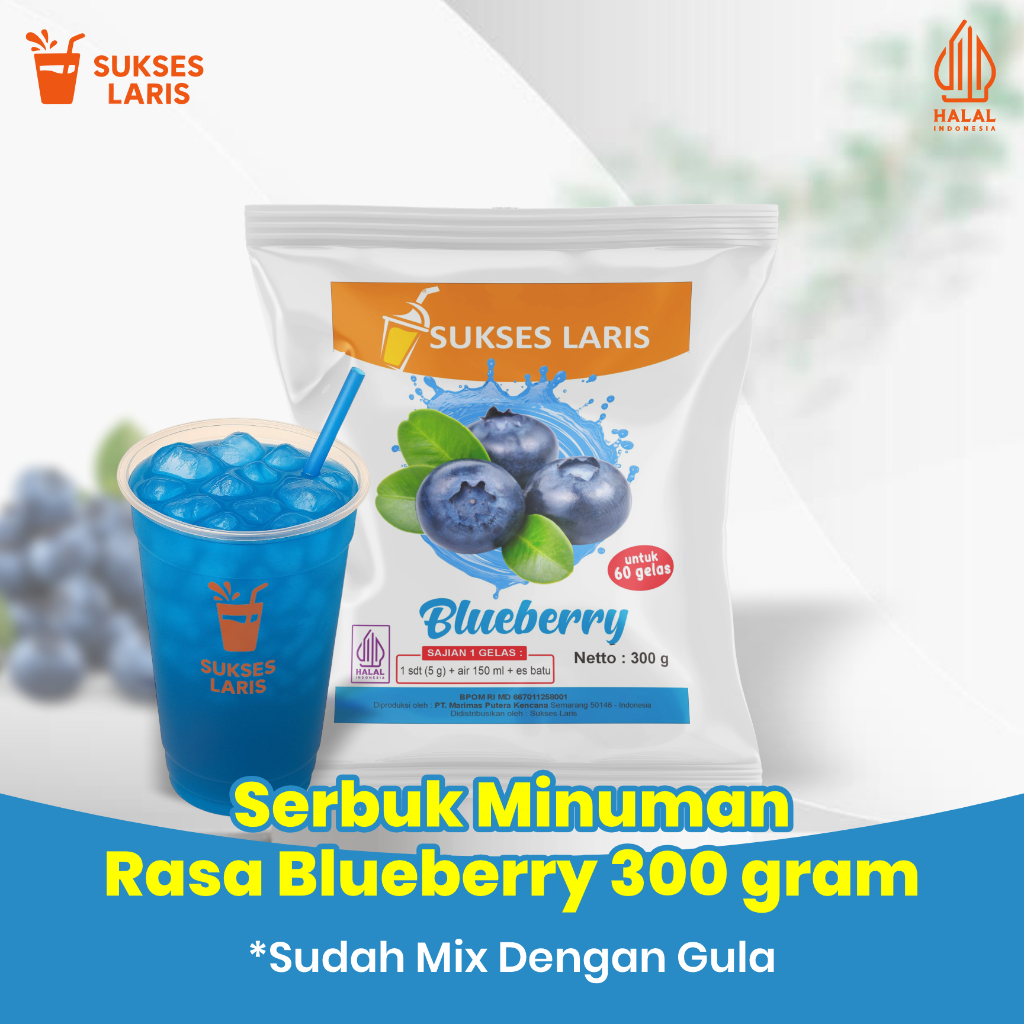 

BUBUK MINUMAN RASA BLUEBERRY 300 GRAM | BUBUK MINUMAN RASA | POWDER MINUMAN KEKINIAN RASA BUAH