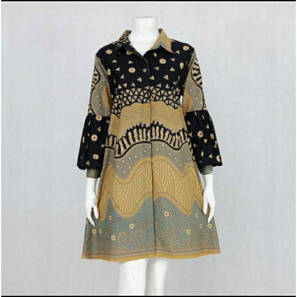 Tunik Hitam Manis Lapis Tricot Batik Solo Tunik Batik Wanita