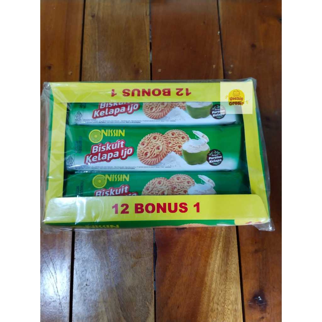

Nissin Biskuit Kelapa Ijo 1 pack isi 12 bonus 1/biskuit kelapa/makanan ringan/biskuit/kue/wafer