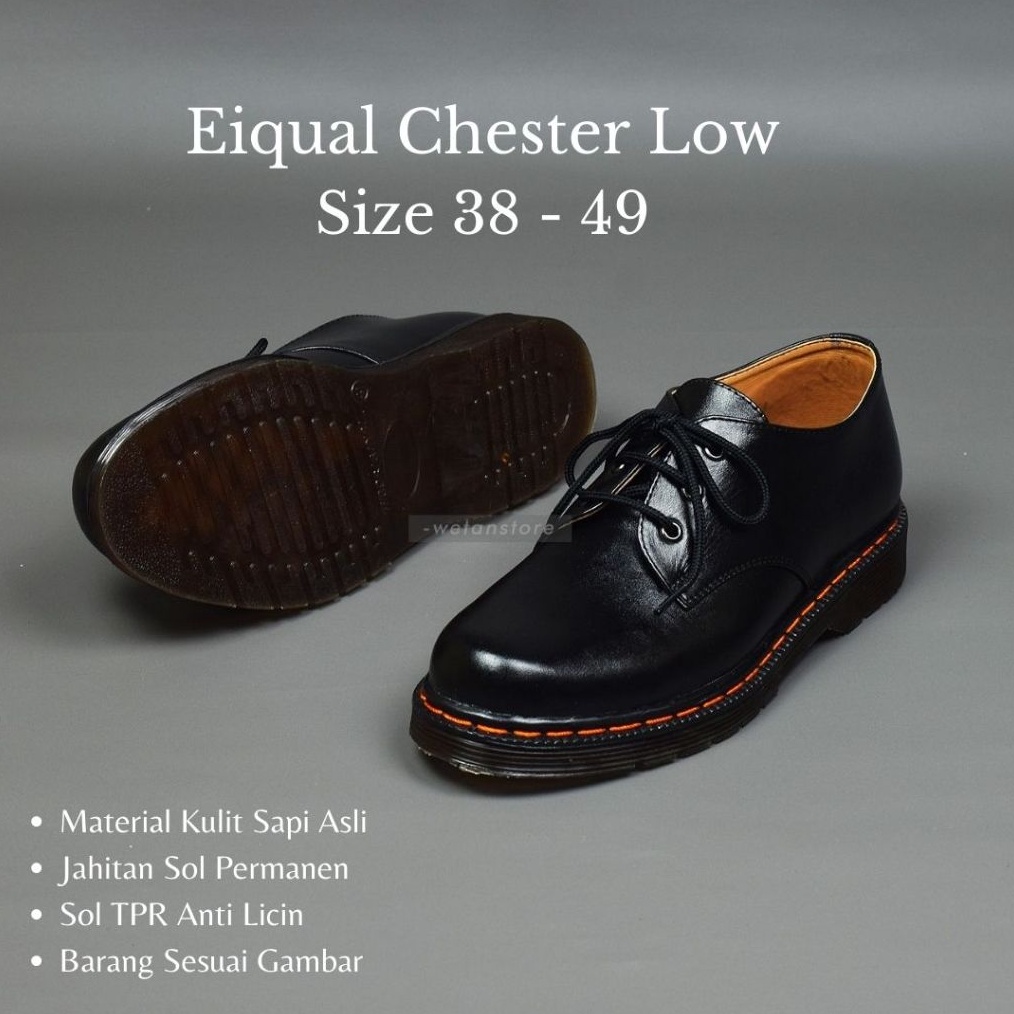 KODE Y99F Sepatu Low Boots Pria Kulit Asli 3 Holes Boots Klasik Pendek Kerja Casual  Eiqual Chester 