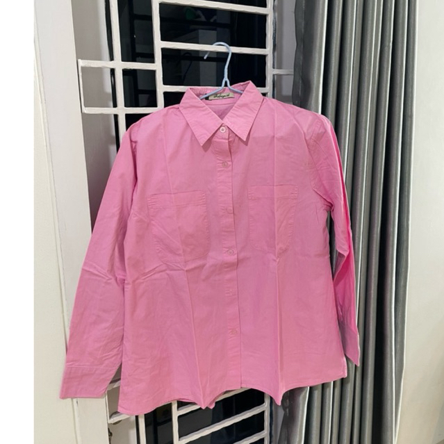 Kemeja Lengan Panjang Pink Rafaya ( preloved)