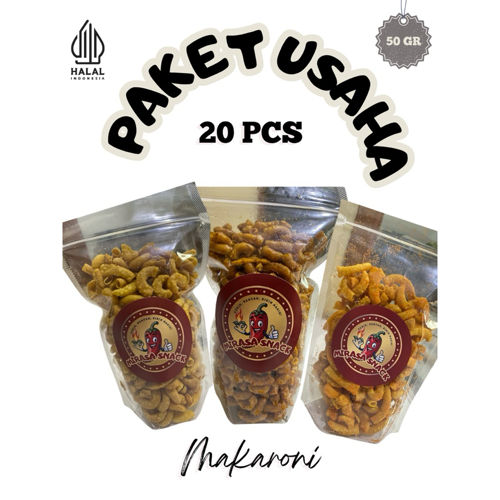 

(20 PCS) PAKET USAHA MAKARONI UKURAN 50 GR