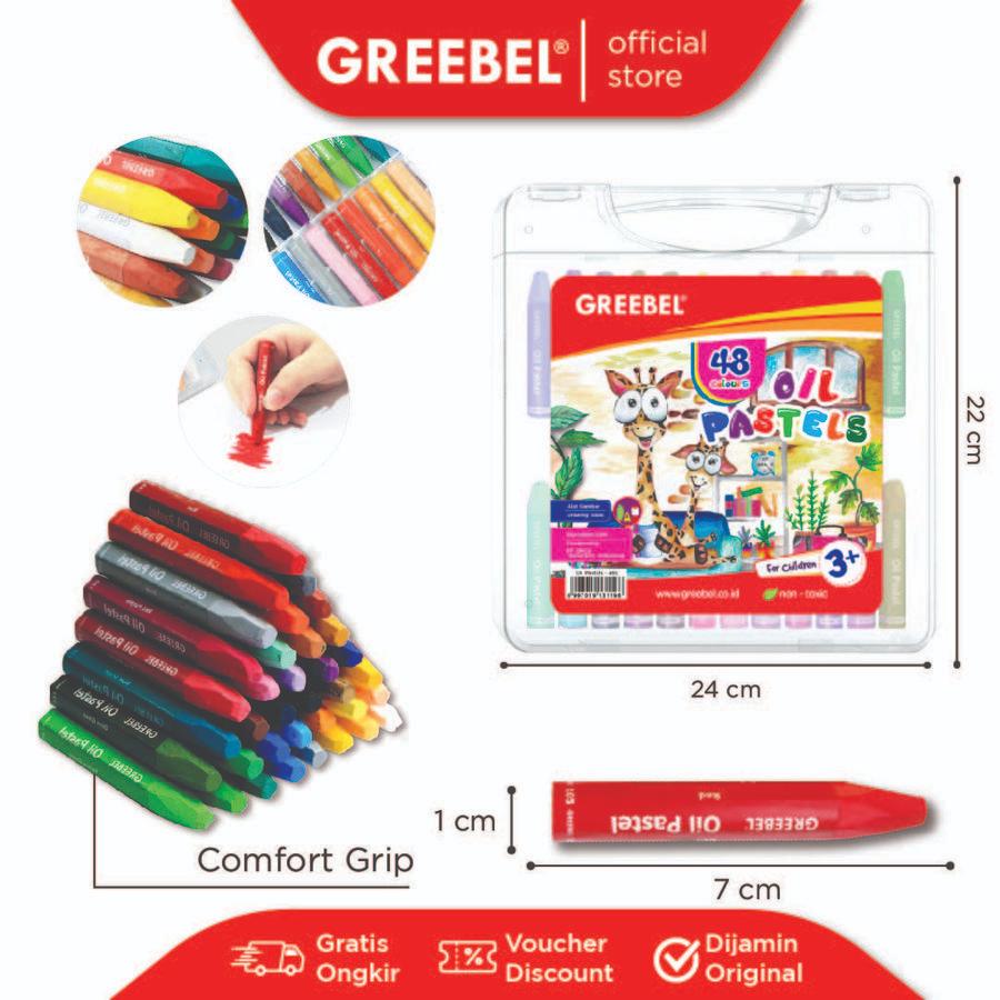 

GREEBEL Crayon Krayon KIDS OIL PASTEL Lengkap / Crayon Oil Pastel 48C H isi 48 Warna