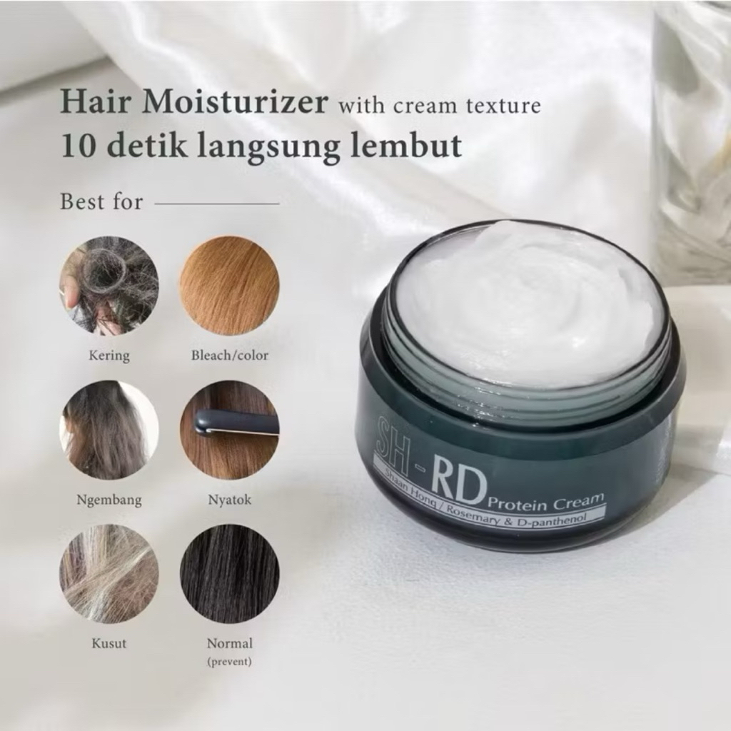 SH-RD PROTEIN CREAM Perawatan Rambut Kering, Rontok | Vitamin Rambut & Heat Protector 50ml | 80ml